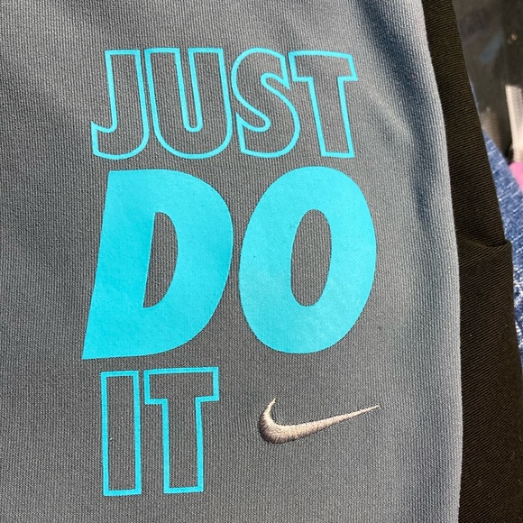 Nike Dri-fit Capri Running Pants size Small Gray & Blue, zip waistband pocket - Picture 2 of 12